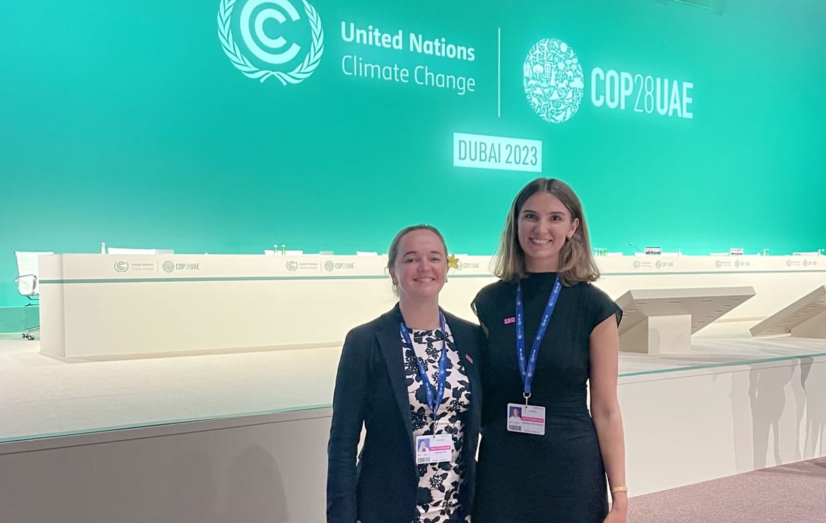 Lowy Institute's Melanie Pill and Georgina Hammersley at COP28 (Supplied)