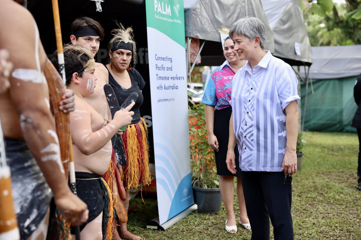 Foreign Minister Penny Wong at a PALM information event in Suva during the 2022 Pacific Islands Forum Leaders Week (Sarah Friend/DFAT)