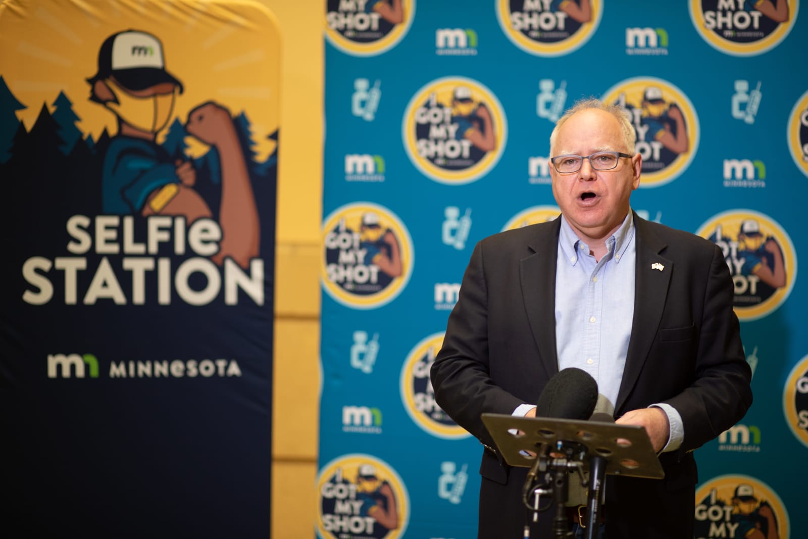 If Walz had close ties to the Chinese Party-state as critics claim, they were not evident during the Covid-19 pandemic. Walz, as Minnesota governor, during a May 2021 vaccination drive at Saint Paul RiverCentre (Nikolas Liepins/Official Governor’s Office Photo)