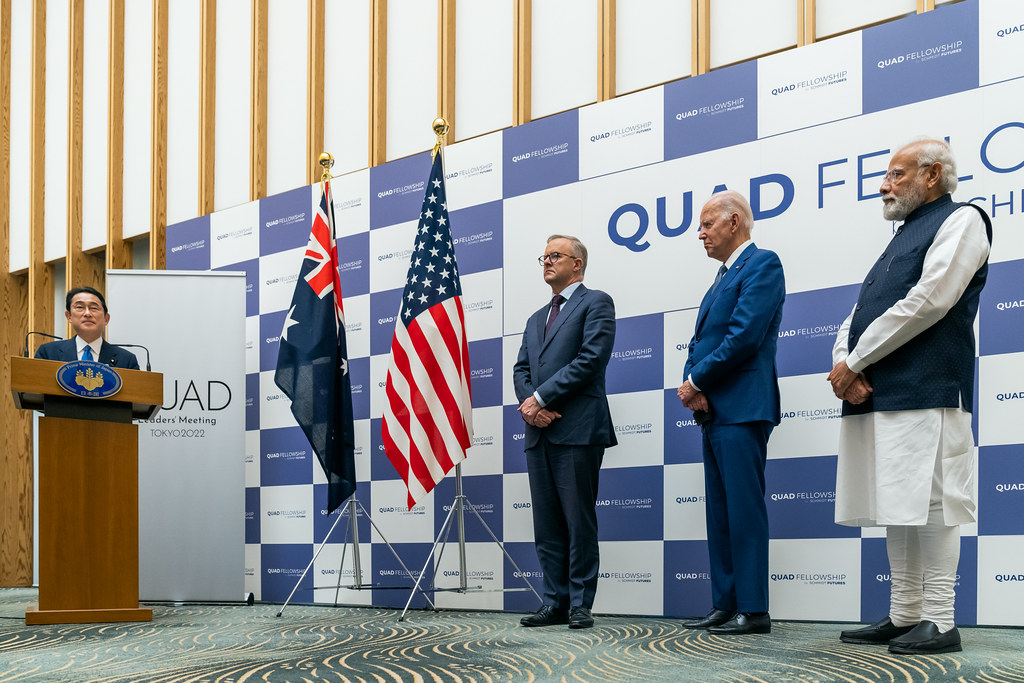Japanese Prime Minister Fumio Kishida speaking alongside fellow Quad leaders in Tokyo in 2022 (Cameron Smith/Official White House Photo)