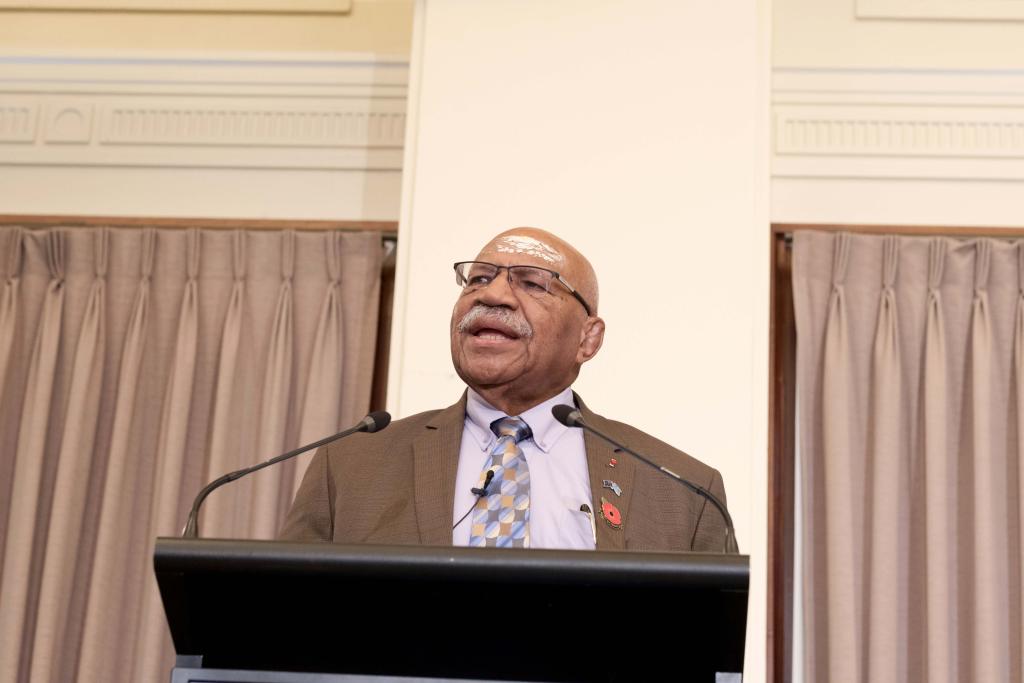 Fiji Prime Minister Sitiveni Rabuka speaking at a Lowy Institute event last year (