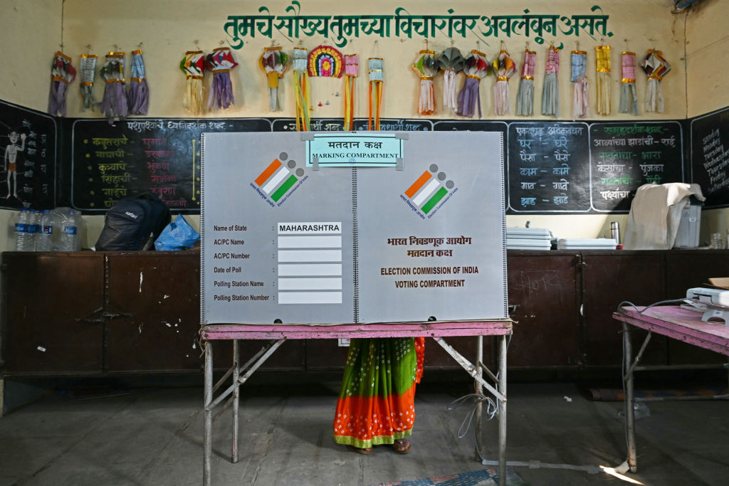 The fourth phase of voting in India's general election, in Karjat of Maharashtra state on 13 May 2024 (Indranil Mukherjee/AFP via Getty Images)