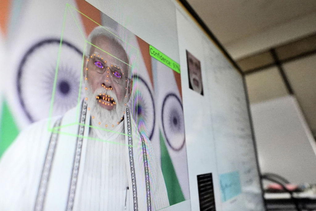 A demonstration of a program allowing the user create an avator ofIndian Prime Minister Narendra Modi and have it speak (Himanshu Sharma via Getty Images)