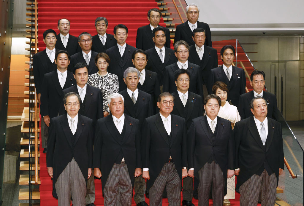 Ishiba's cabinet appointments have attracted criticism for being heavily weighted to defence expertise and include only two women (Kyodo News via Getty Images)