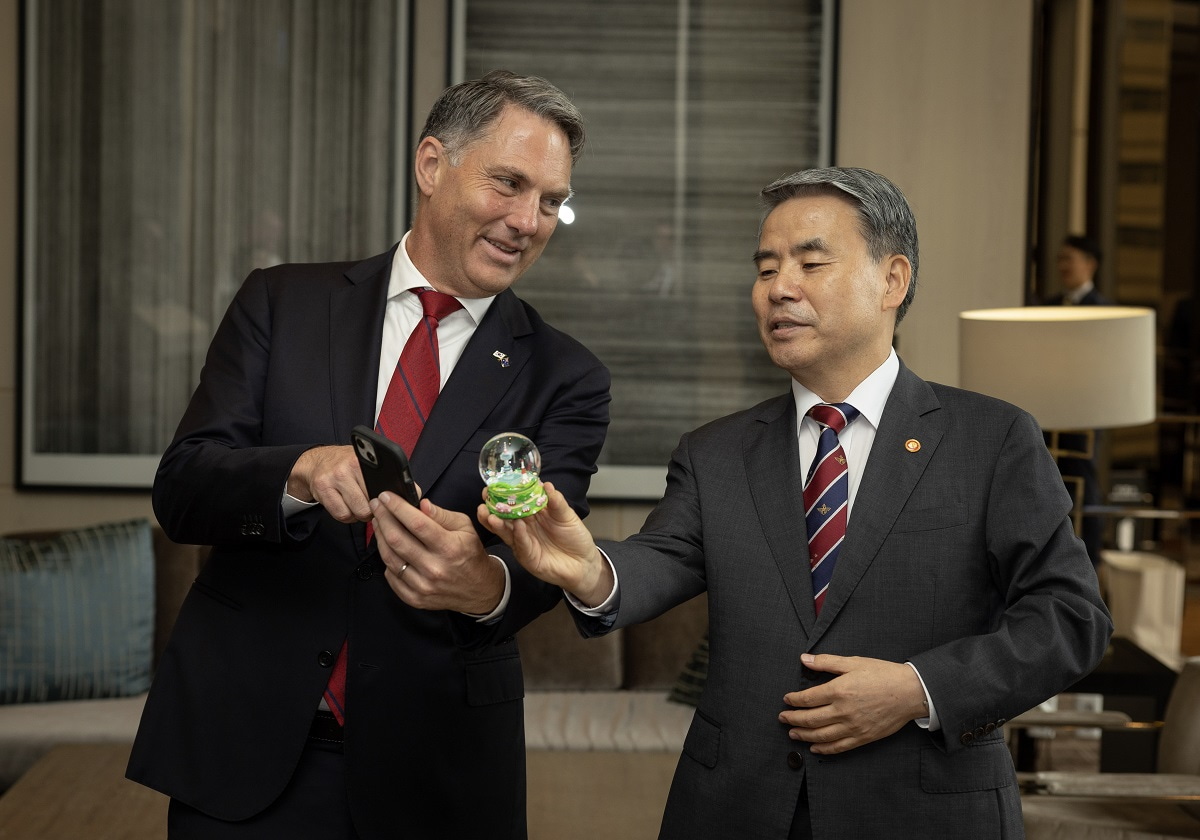 Photographer: Lauren Larking Related Imagery: S20231500 Caption: Deputy Prime Minister and Minister for Defence, the Hon Richard Marles MP, meets with Defence Minister Lee Jong-sup, National Defence of the Republic of Korea during his visit to Korea on the 30 May 2023.