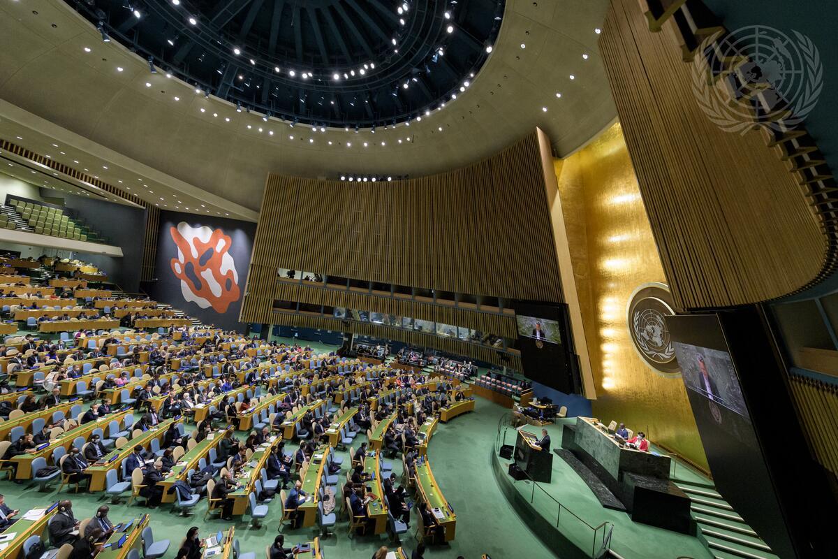 The UN General Assembly debating a resolution on Ukraine in April 2022 (Manuel Elías/UN Photo)