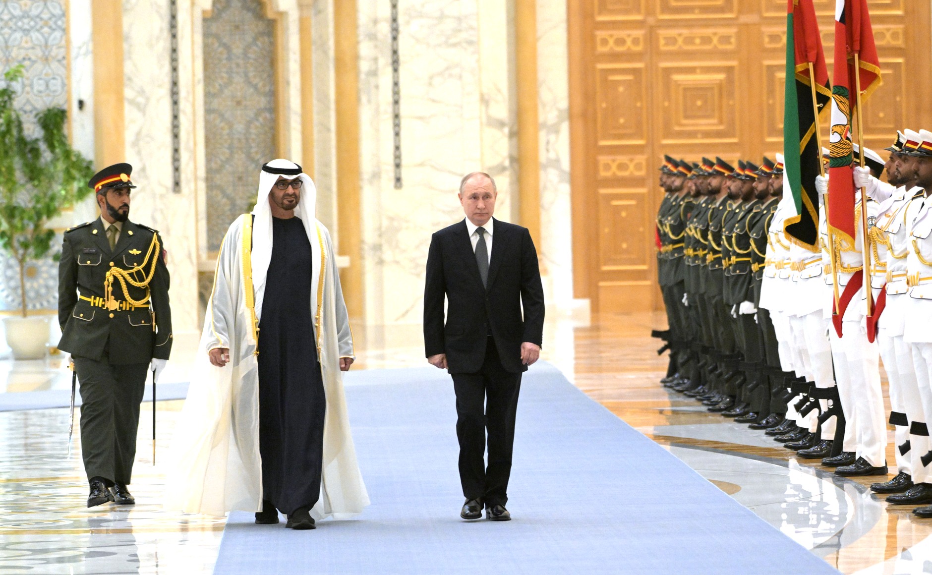 Putin alongside UAE President Mohammed bin Zayed Al Nahyan during a visit in December (Alexei Nikolskiy, RIA Novosti, via Kremlin)