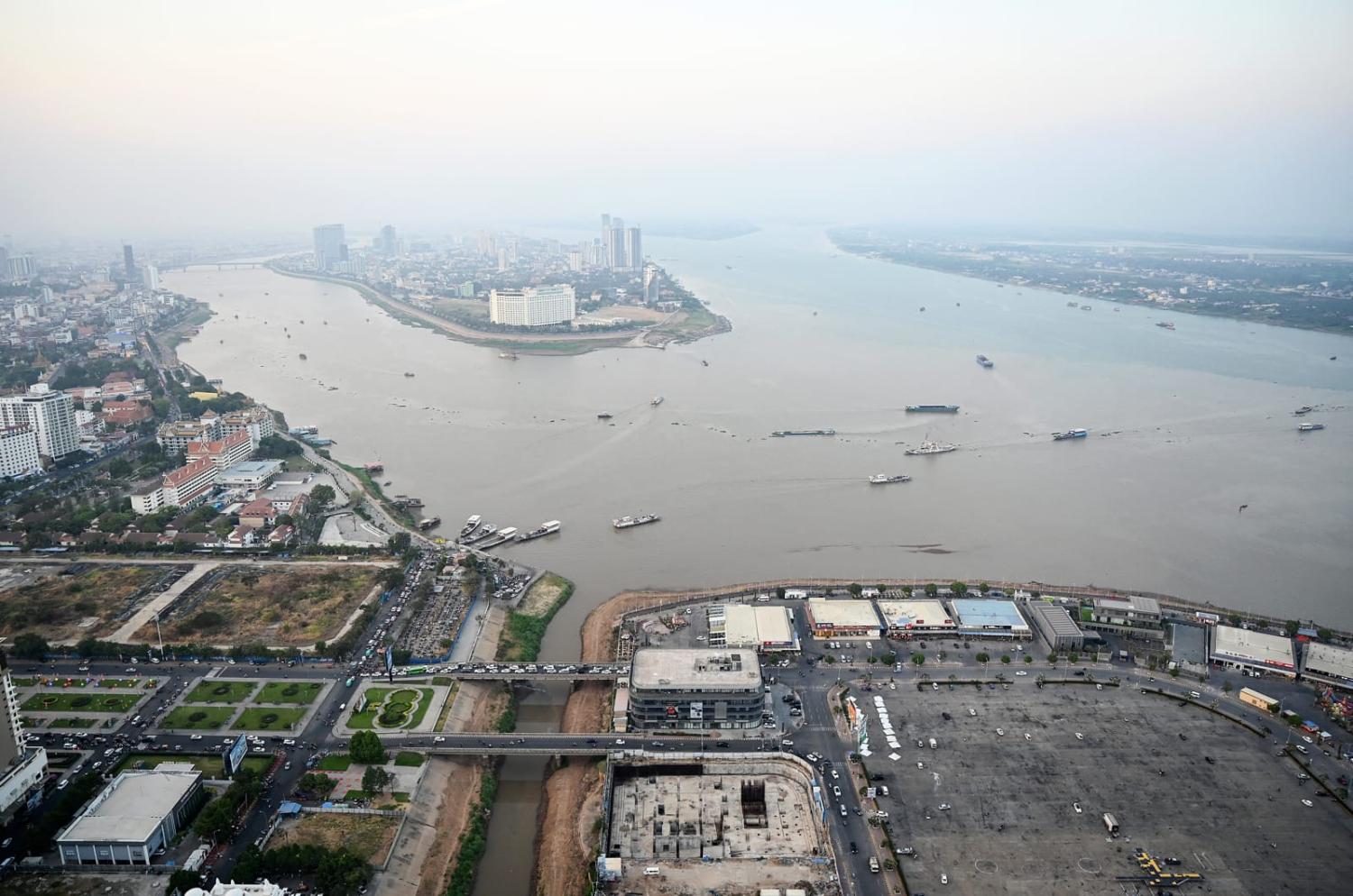 Phnom Penh, looking across the Mekong River in February 2024 (Tang Chhin Sothy/AFP via Getty Images)