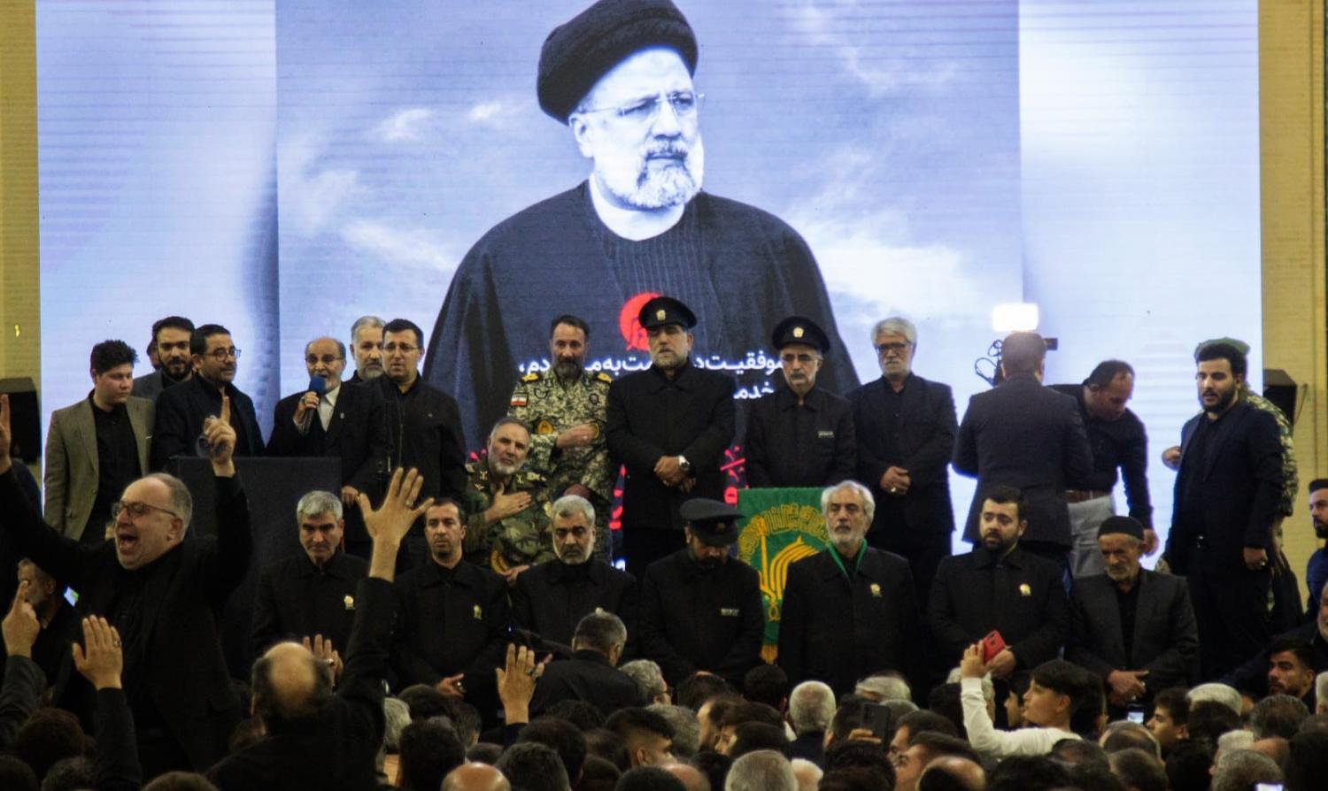 Mourning ceremonies organised in Tabriz following the death of Iranian President Ebrahim Raisi and senior officials in a helicopter crash on 19 May (Amirhossein Nami/Anadolu via Getty Images)
