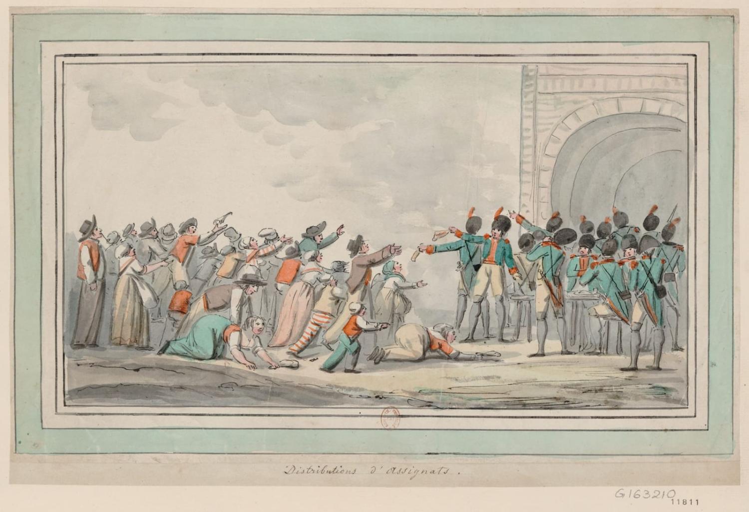 Distribution of Assignats, drawing by E. Béricourt, c. 1793 (National Library of France, used under Creative Commons licence)