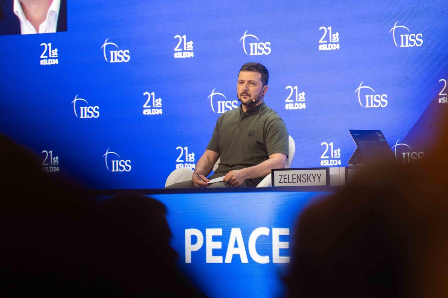 Ukrainian President Volodymyr Zelenskyy during his participation in the IISS Shangri-La Dialogue, 2 June 2024 (The International Institute for Strategic Studies/Flickr)
