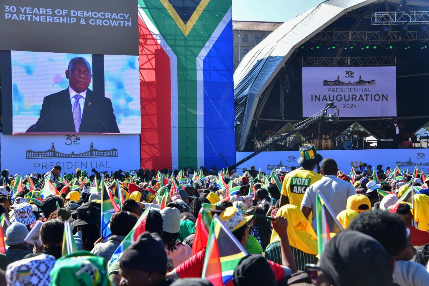 President Cyril Ramaphosa delivers his inauguration address for a second term at the Union Buildings in Pretoria, South Africa (GCIS/GovernmentZA)