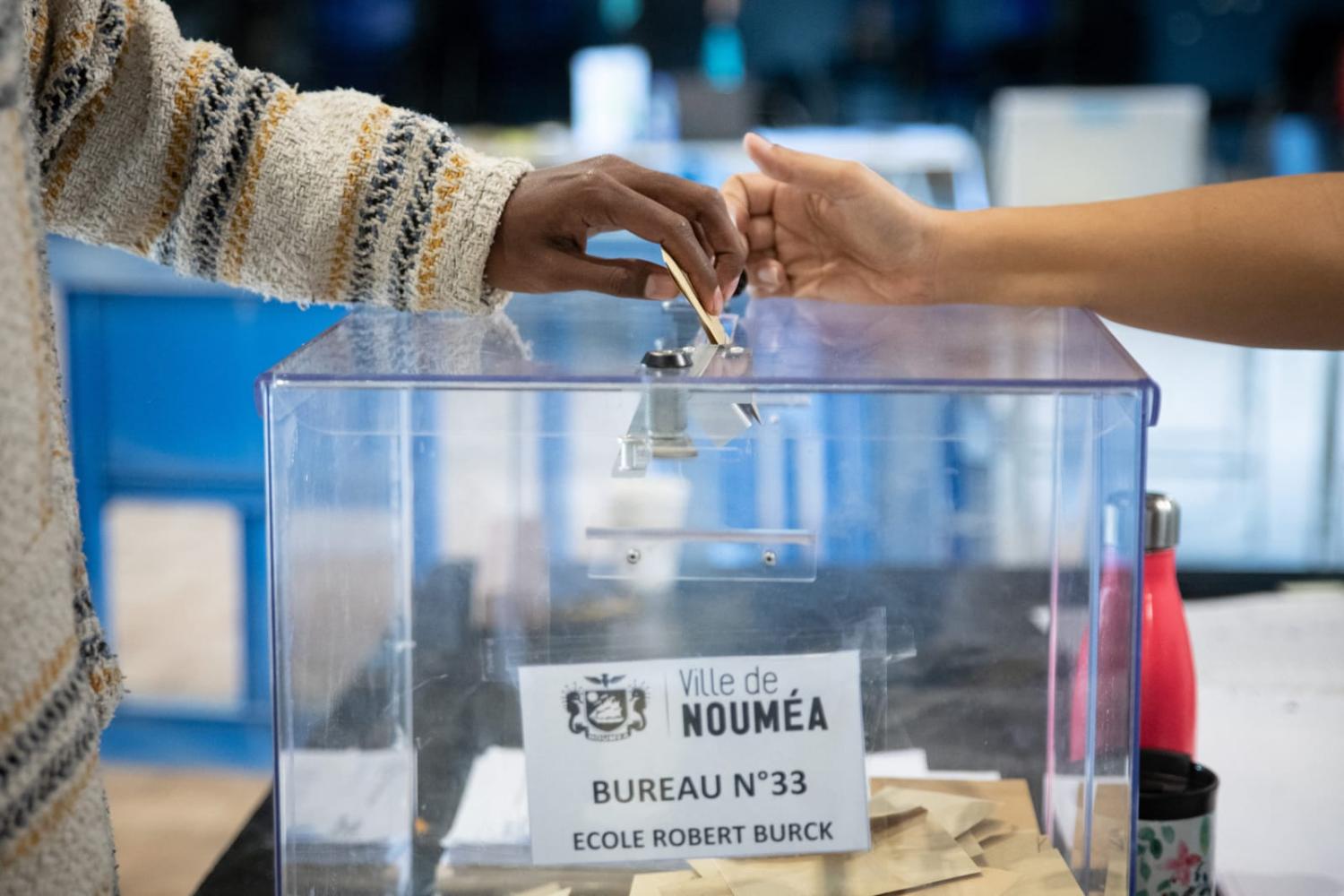 a polling station at the Ko We Kara cultural centre in Noumea, in the French Pacific territory of New Caledonia, during the second round of France's legislative elections on 7 July 2024 (Delphine Mayeur/AFP via Getty Images)