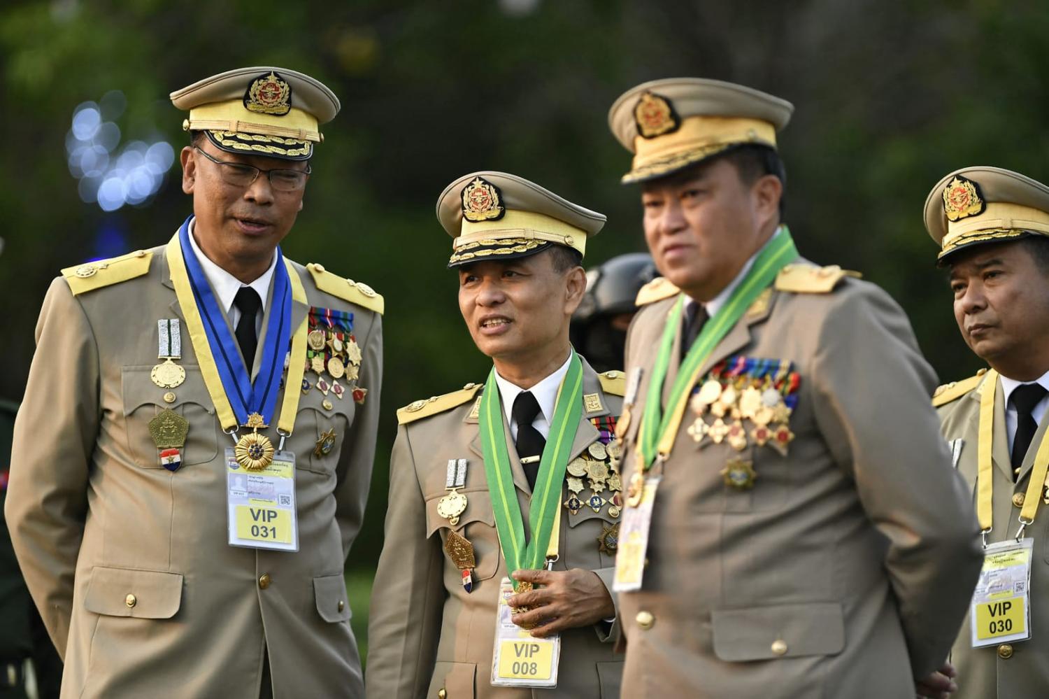 Myanmar's military officials attend a ceremony to mark the country's Armed Forces Day in Naypyidaw in March (AFP via Getty Images)