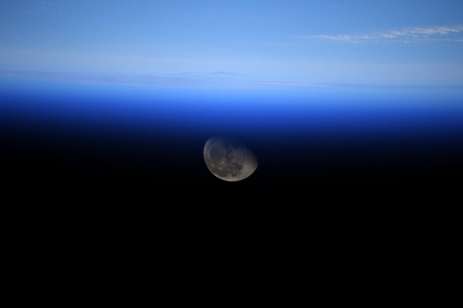 The Moon seen from the International Space Station by ESA astronaut Thomas Pesquet on 30 May 2021 (ESA/NASA)