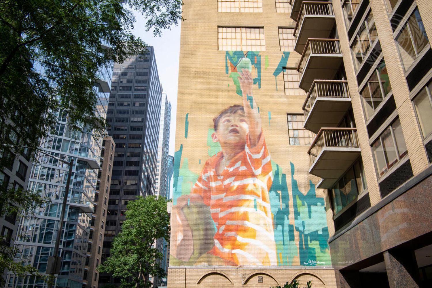 Street murals in New York to commemorate the founding of the United Nations (Rick Bajornas/UN Photo)