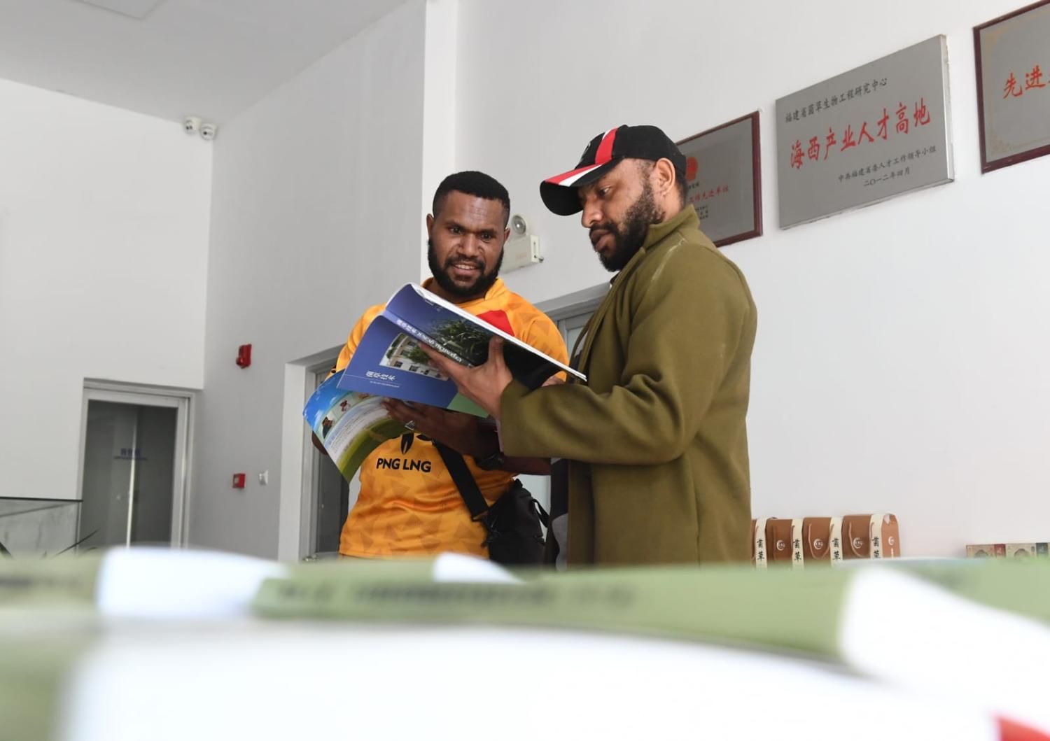 Visitors from PNG at Fujian Agriculture and Forestry University in Fuzhou, Fujian Province, China, 28 March 2024 (Lin Shanchuan/Xinhua via Getty Images)