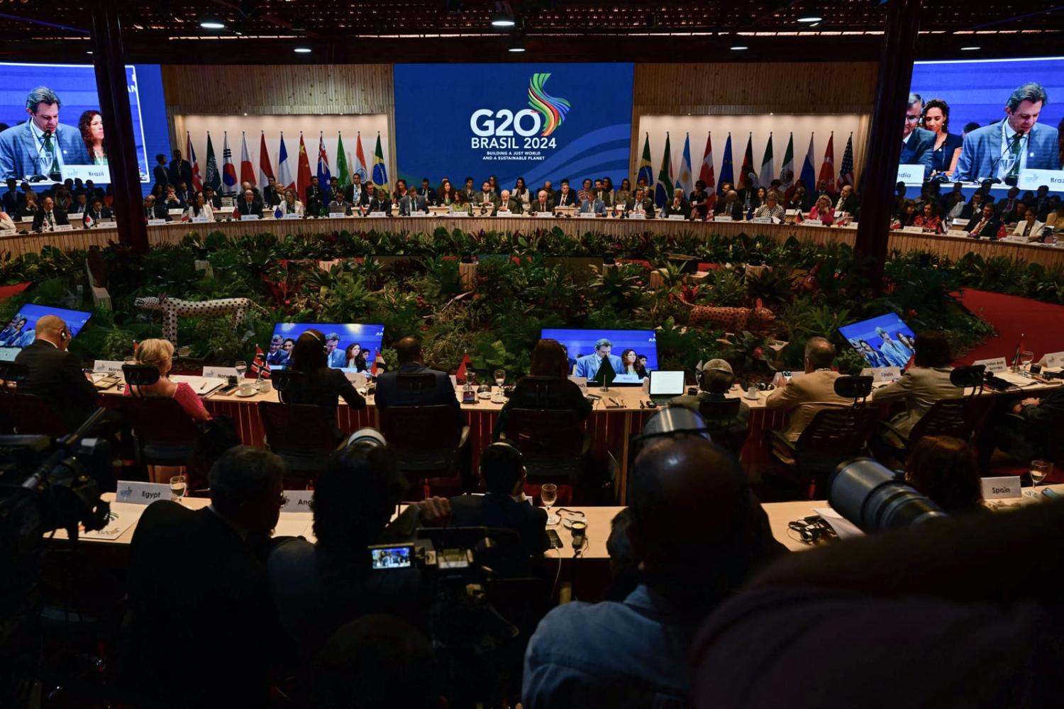 Luiz Inacio Lula da Silva, Brazil's president, unveils a global coalition against hunger ahead of the G20 finance ministers and central bank governors meeting in Rio de Janeiro, Brazil in July (Pablo Porciuncula/AFP via Getty Images)