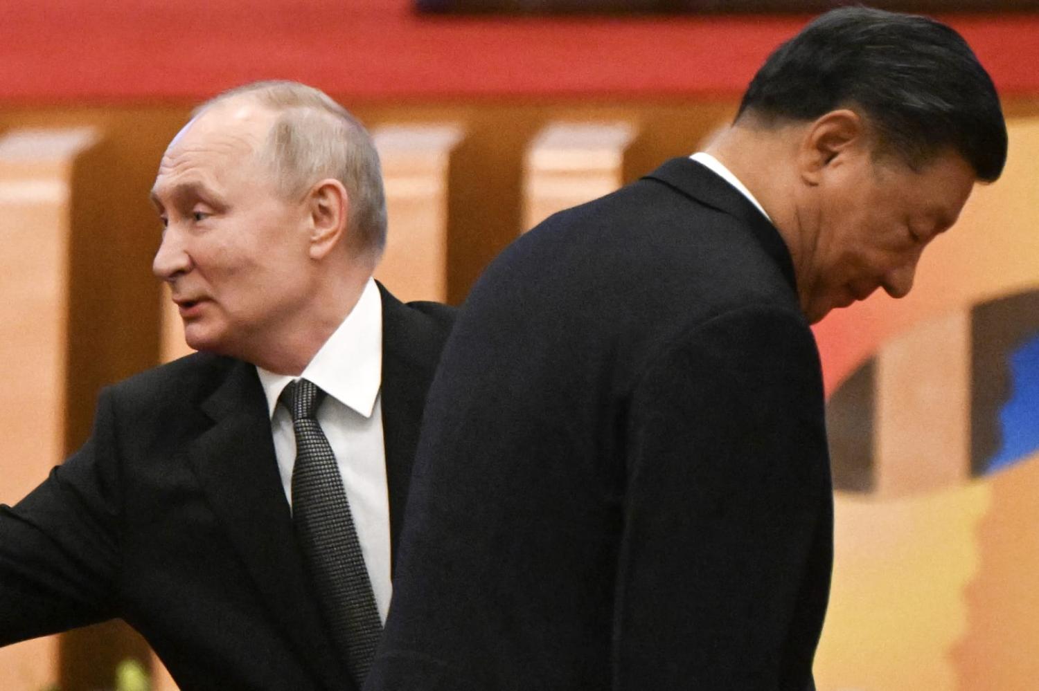 Xi Jinping, right, and Vladimir Putin have built a genuine affection for each other but Russia’s and China’s approach to their security are fundamentally at odds (Pedro Pardo/AFP via Getty Images)