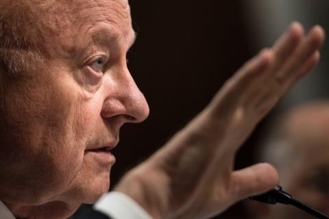 Former Director of National Intelligence James Clapper speaks during a hearing of the Senate Armed Services Committee on Capitol Hill in 2017 (Brendan Smialowski/AFP via Getty Images)
