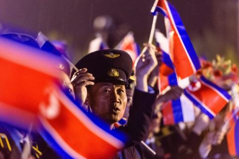 North Korean troops on parade in Pyongyang in October 2023 during the visit of Russian Foreign Minister Sergey Lavrov (Kim Won-jin/AFP via Getty Images) 