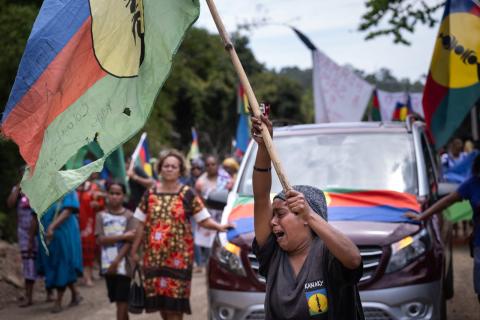 Young women have also been present on the barricades mounted as part of the protests that restricted movement during the crisis (Sebastien Bozon/AFP via Getty Images)