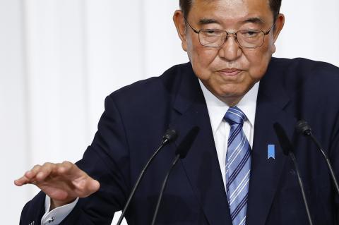 Japanese Prime Minister and leader of the ruling Liberal Democratic Party Shigeru Ishiba the day after the party was substantially curtailed in Japan's lower house election (Kim Kyung-Hoon via Getty Images)