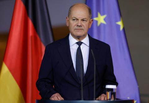 German Chancellor Olaf Scholz addresses a press conference on 6 November after firing his finance minister Christian Lindner (Odd Andersen/AFP via Getty Images)